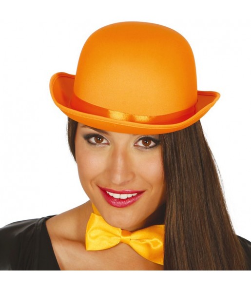 Chapeau melon orange de luxe pour compléter vos costumes