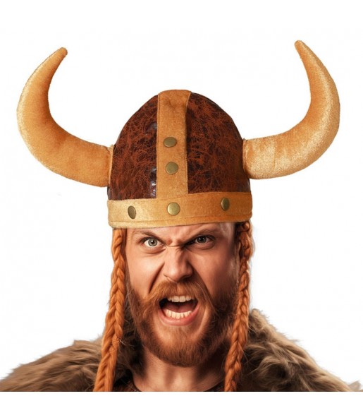 Casque viking avec cornes en tissu pour compléter vos costumes