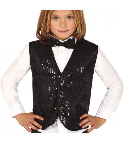 Gilet noir à paillettes pour enfant