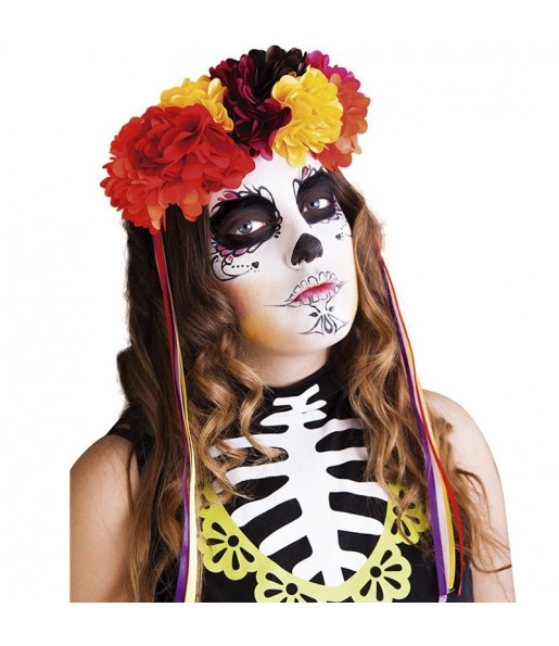 Bandeau Catrina deluxe avec fleurs pour compléter vos costumes térrifiants