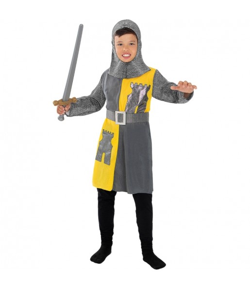 Costume Chevalier médiéval gris et jaune garçon