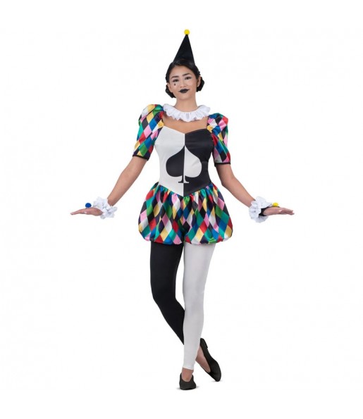 Costume Arlequin Piques multicolores femme