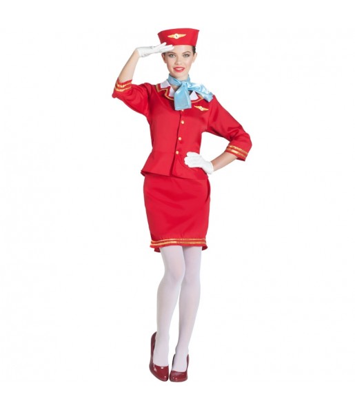 Déguisement Hôtesse de l’air Rouge femme