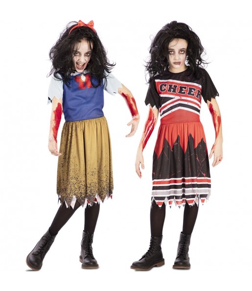 Costume Blanche-Neige et Zombie Cheerleader réversible fille