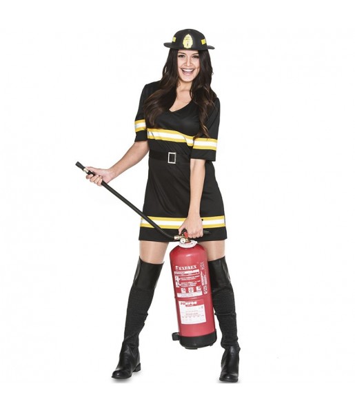 Costume Pompière noire femme