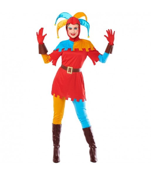 Costume Bouffon médiéval coloré femme