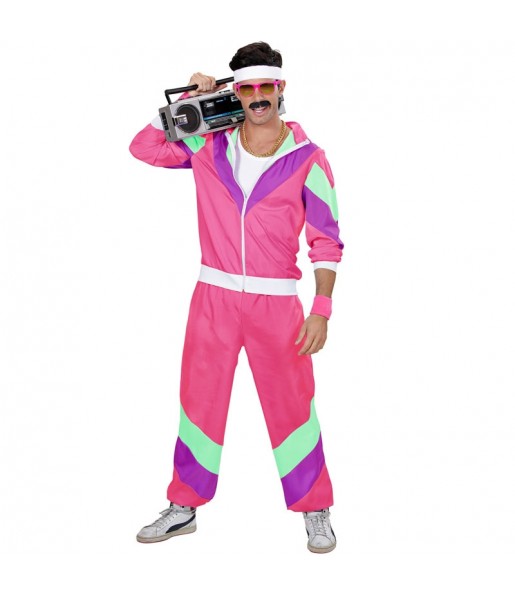 Costume Survêtement rétro rose homme