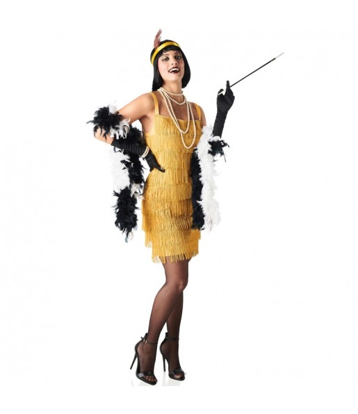 Costume Charleston avec franges dorées femme