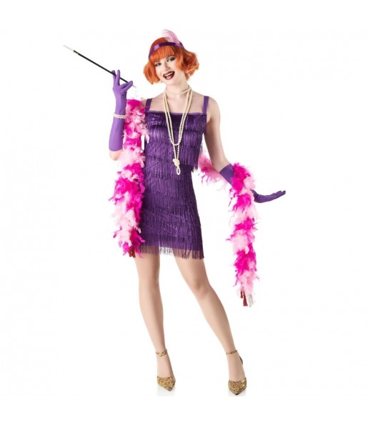 Costume Charleston à franges violettes femme