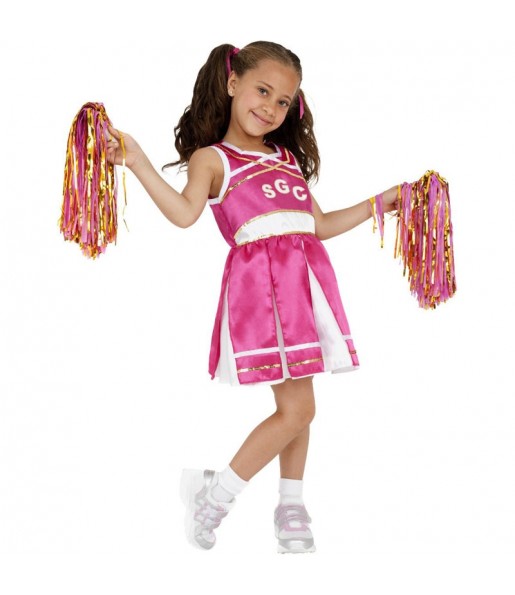 Costume Cheerleader rose fille