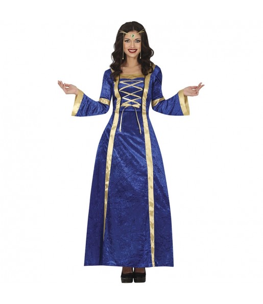 Costume Dame médiévale bleue femme