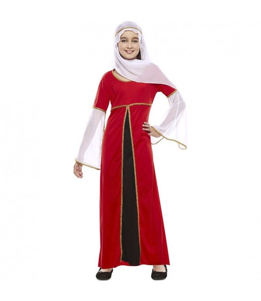 Costume Dame médiévale rouge et noire fille