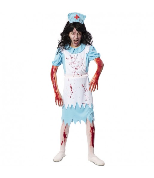 Costume Infirmière zombie bleue fille