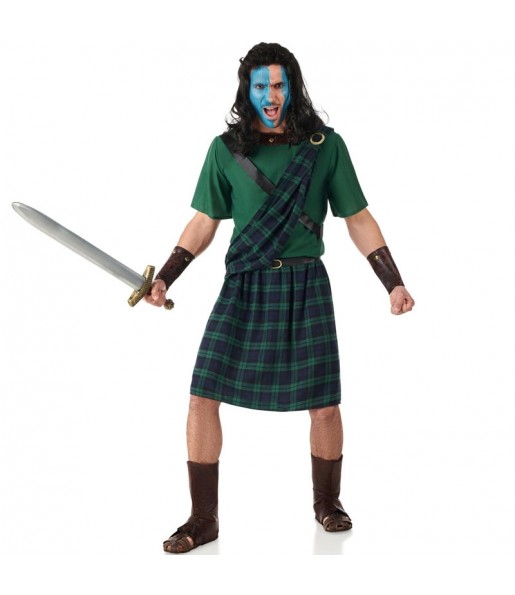 Costume pour homme Écossais Braveheart vert