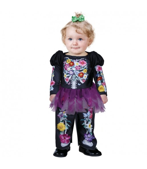 Costume Squelette avec des fleurs bébé