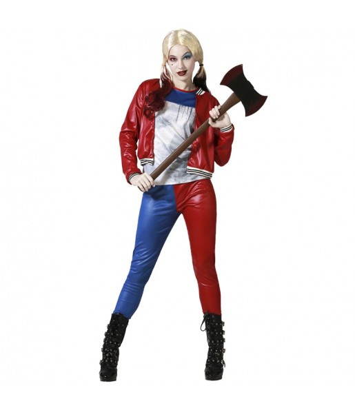 Costume Harley Quinn bleu et rouge femme