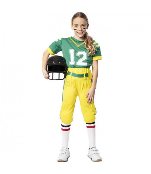 Costume Joueuse de football américain vert fille
