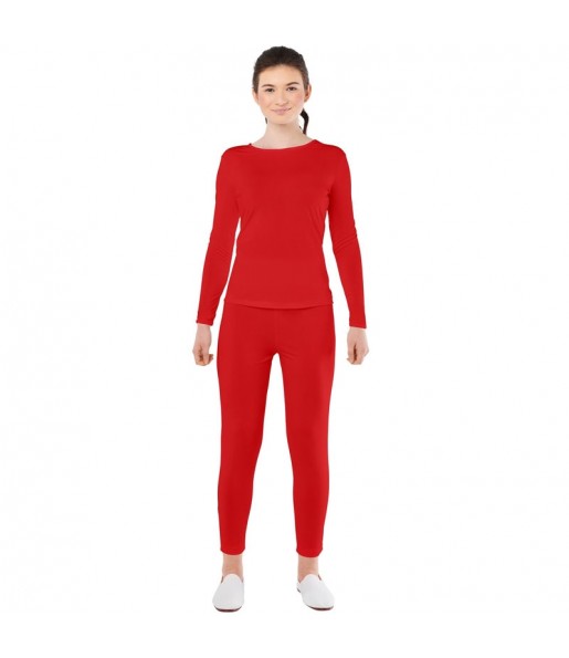 Costume Justaucorps rouge à 2 pièces femme