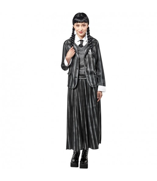 Costume Mercredi Addams avec l’uniforme de l’ecole femme