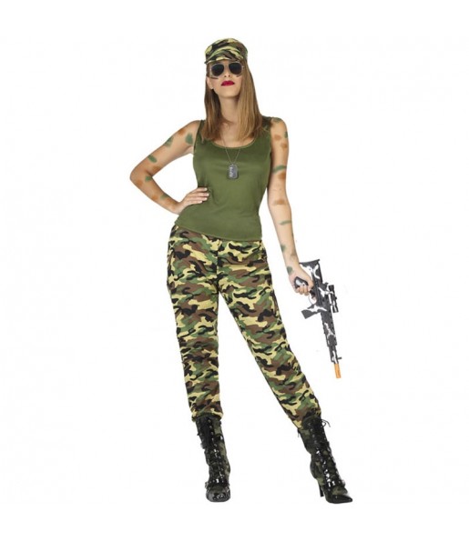 Costume Militaire vert femme