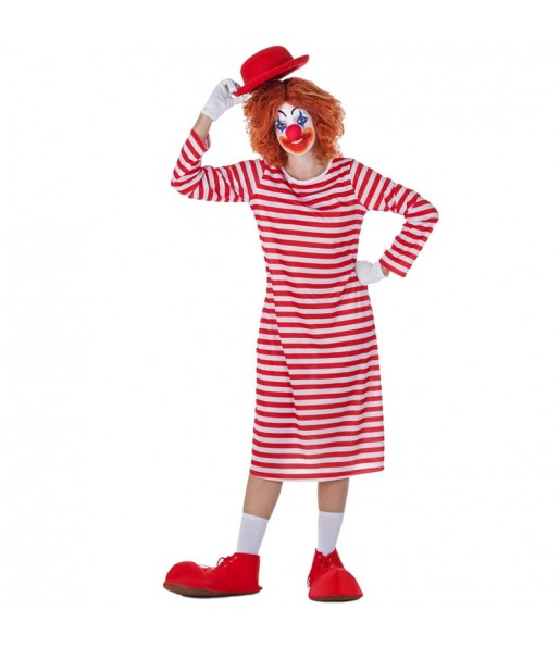 Déguisement Clown à Rayures Blanches et Rouges pour femme