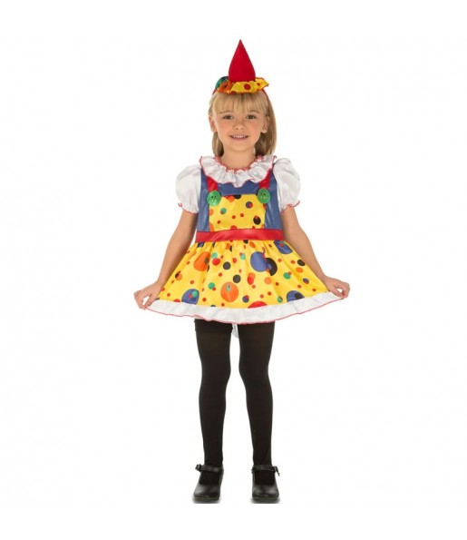 Costume Clown à pois multicolore fille