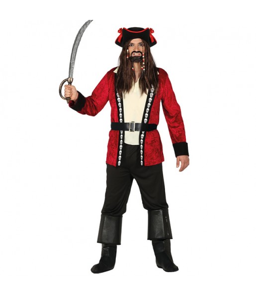 Déguisement Pirate Tête de Mort Rouge pour homme