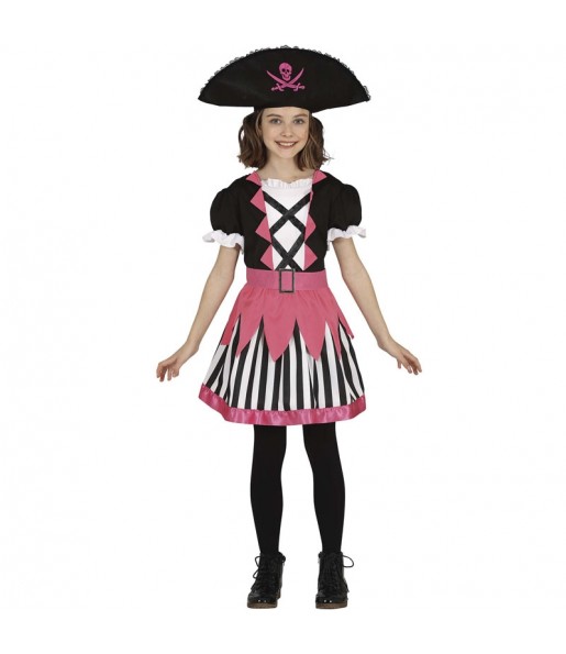 Costume Pirate Crâne rose fille