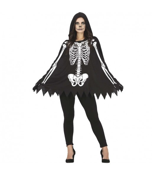 Costume Poncho squelette femme