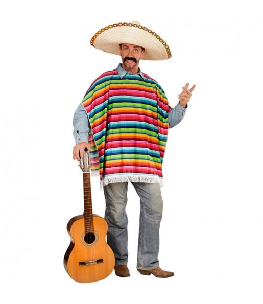 Déguisement Poncho mexicain à rayures homme