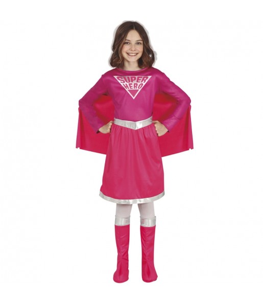 Costume Super héroïne rose fille