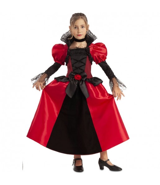 Costume Vampiresse gothique noir et rouge fille