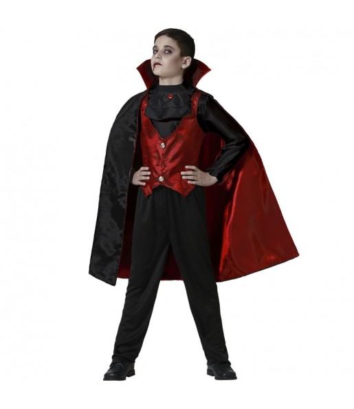 Costume Vampire rouge avec cape garçon