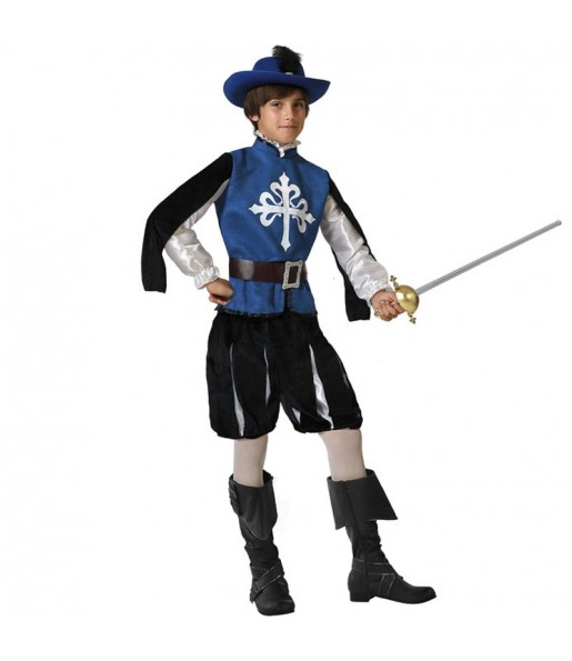 Costume Mousquetaire médiéval bleu garçon