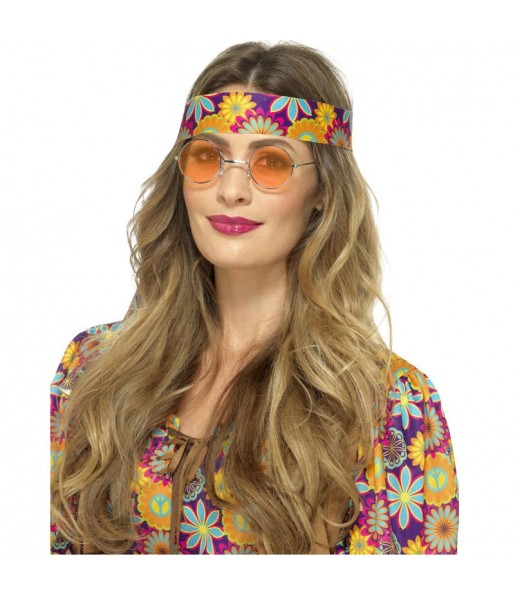 Lunettes hippie orange pour compléter vos costumes