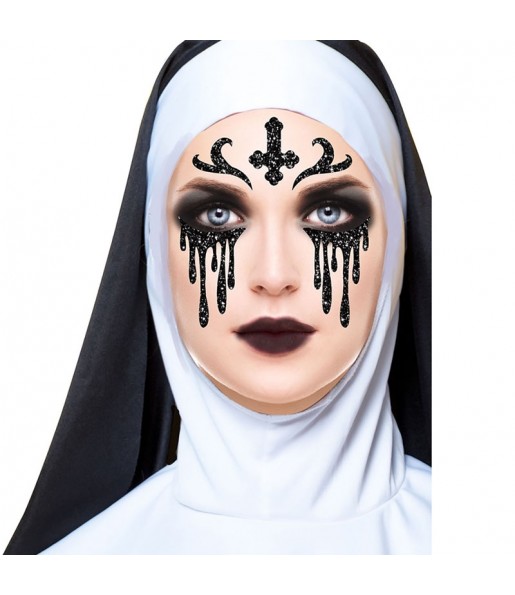Paillettes visage Devil Nun pour compléter vos costumes térrifiants