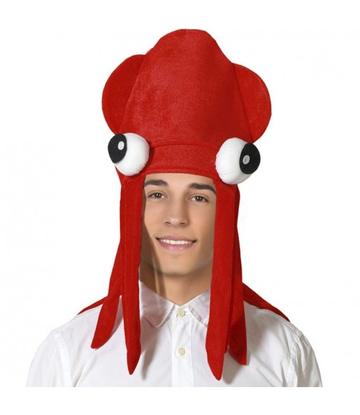 Chapeau rouge en forme de calamar pour compléter vos costumes