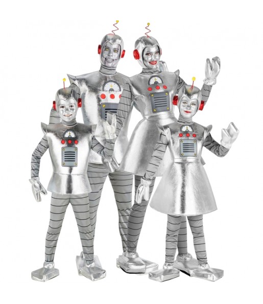 Costumes Robots argentés pour groupes et familles