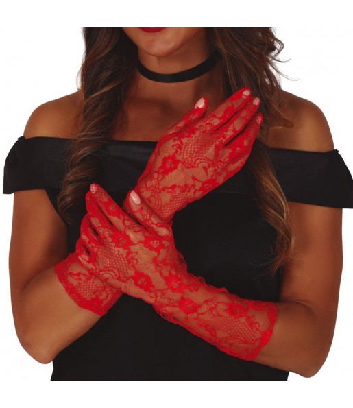 Gants en dentelle rouges