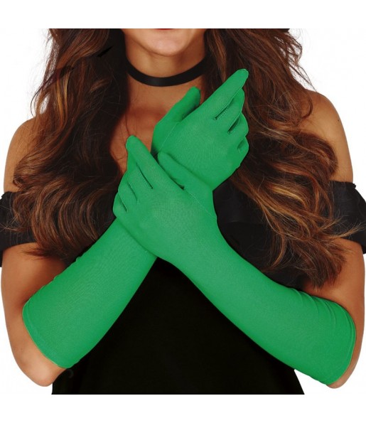 Gants longs vert foncé 