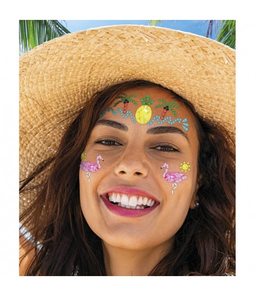 Bijoux de visage fleurs tropicales pour compléter vos costumes