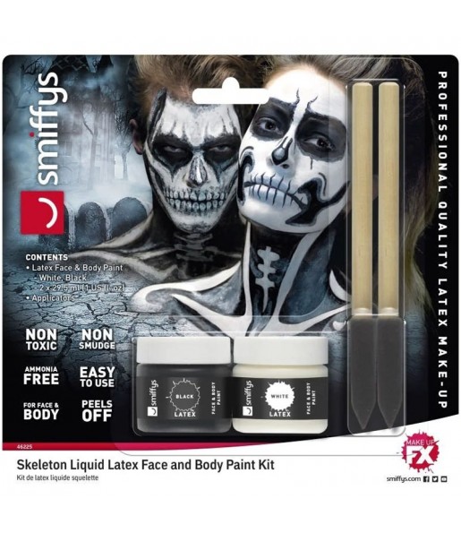 Kit de maquillage squelette avec latex pour compléter vos costumes térrifiants