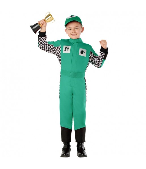 Costume Pilote de Formule 1 en vert garçon
