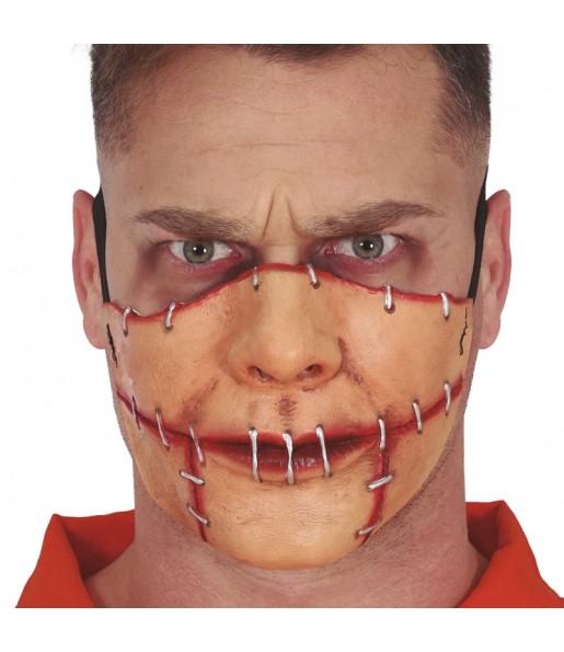 Demi-masque en latex avec bouche cousue pour compléter vos costumes térrifiants