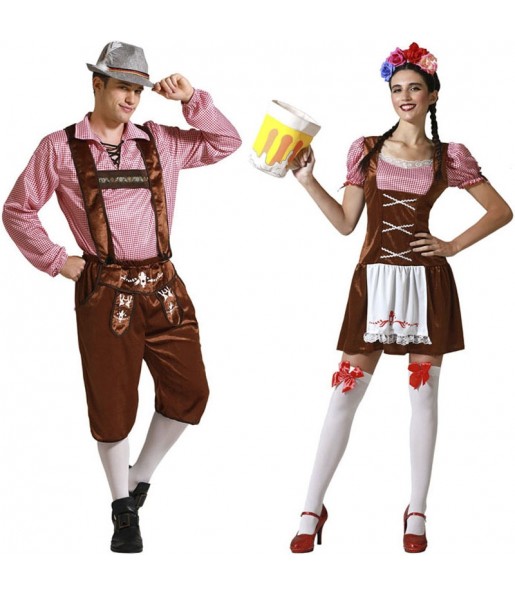 Costumes Tyroliens Oktoberfest marron pour se déguiser à duo