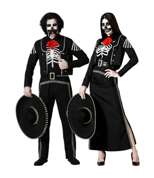 Costumes Squelettes mexicains sombres pour se déguiser à duo
