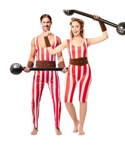 Costumes Hommes forts de cirque rayés pour se déguiser à duo