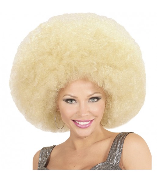Perruque afro géante blonde pour compléter vos costumes