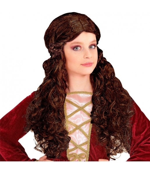 Perruque Châtaigne médiévale pour filles pour compléter vos costumes