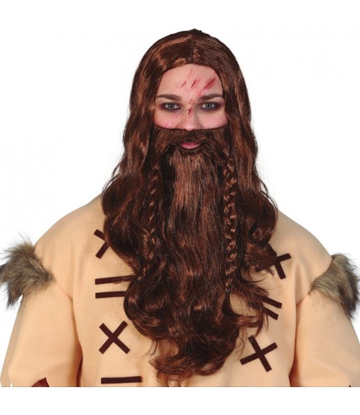 Perruque Viking longue avec barbe pour compléter vos costumes